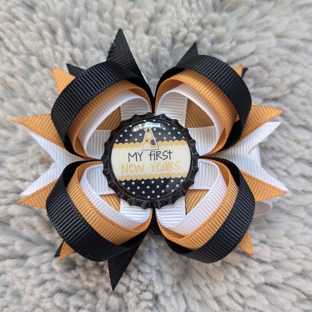 My First New Years Boutique Hair Bow Clip